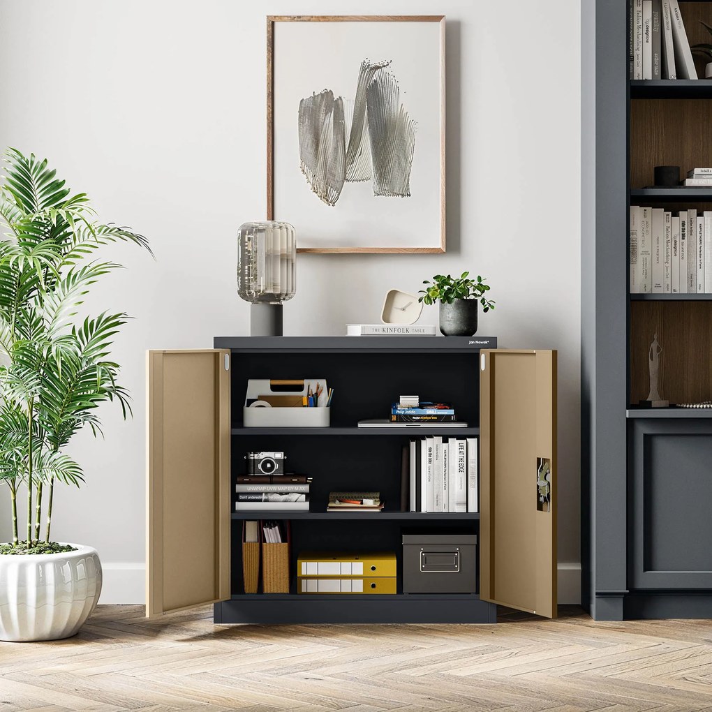 Skrinka na dokumenty, nízka, antracitová/orechová, 900x930x400 mm: BEATA Eco Design