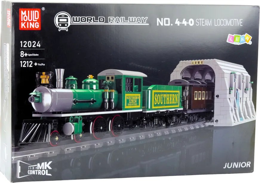 LEAN Toys Stavebnicové kocky – parný vlak s diaľkovým ovládaním RC, zelený, 1212 dielov