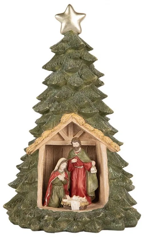 Vianočné dekorácie stromček so svätou rodinou a Ľad - Ø 15*24 cm