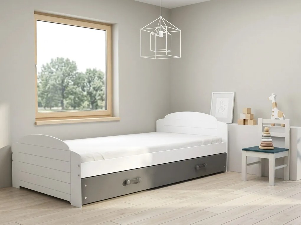 Posteľ LILI 200x90 biela - grafitová