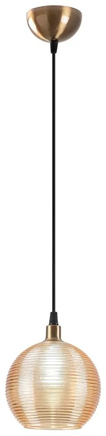 Závesné svietidlo v okrovo žltej a zlatej farbe so skleneným tienidlom ø 15 cm Muzo – Opviq lights