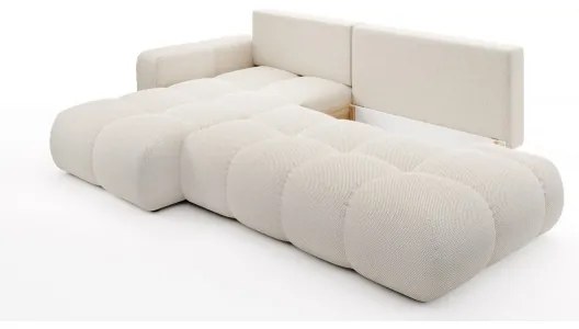 Rozkladacia rohová čalúnená sedacia súprava ALMADA do L, ľavé prevedenie, svetlobéžová