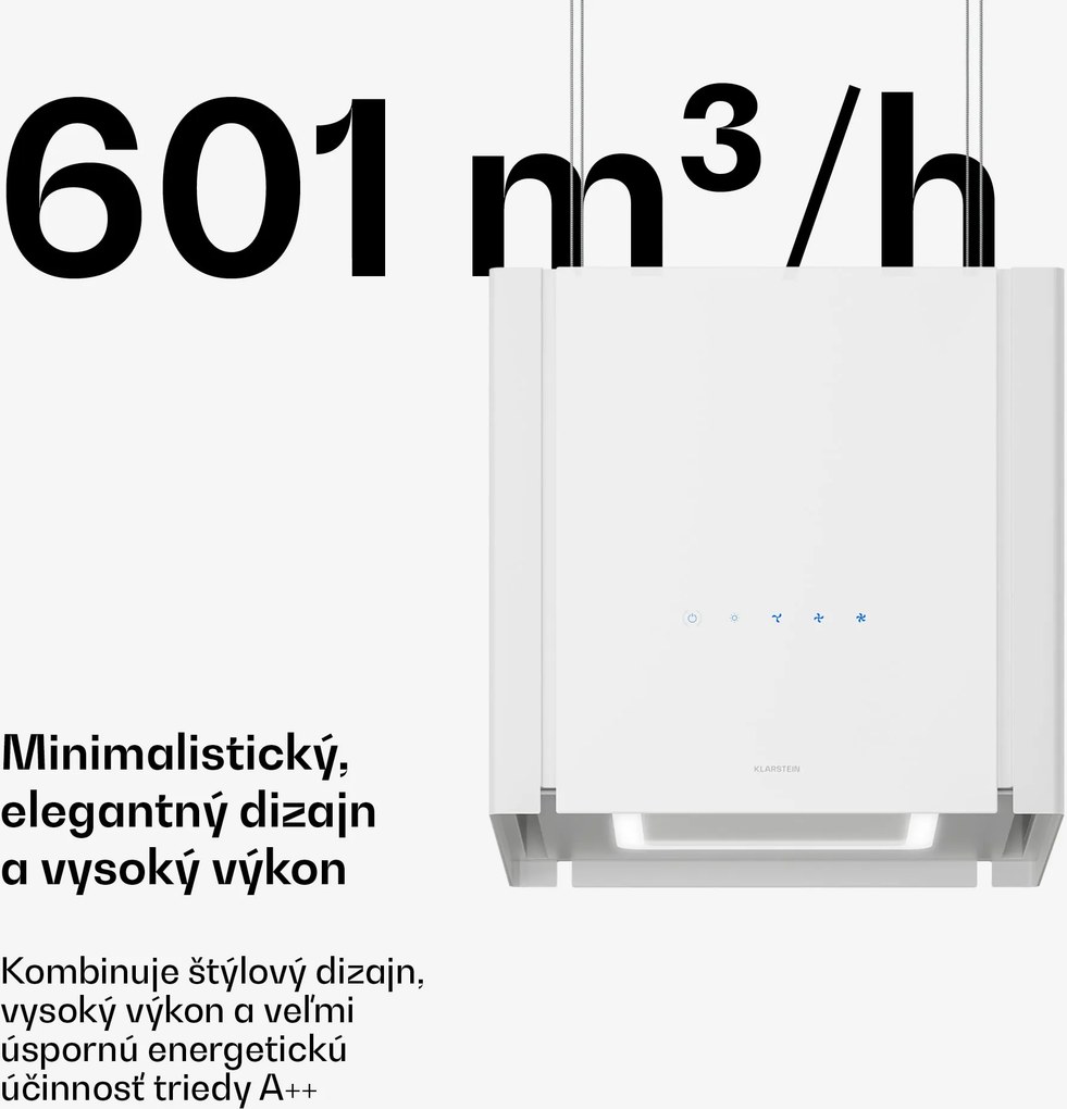 Klarstein Velaire odsávač pár s výsuvnou funkciou 40 cm | elegantný, minimalistický, výkonný | EEC A++ | 601 m³/h