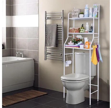 VERK GROUP Police / regál nad toaletu, do kúpeľne, biela, 153 x 45 x25 cm