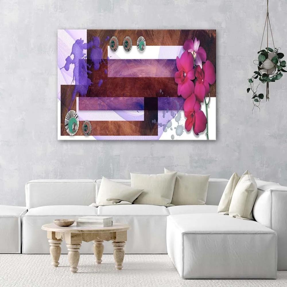 Obraz na plátně Abstraktní orchidej fialová - 100x70 cm