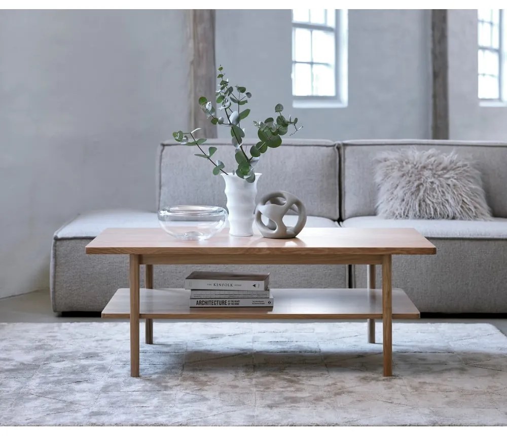 Konferenčný stolík s doskou v dubovom dekore v prírodnej farbe 60x120 cm Ponza – Unique Furniture