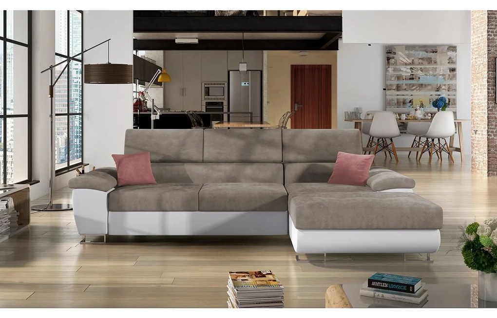 Rohová sedacia súprava Alvin Mini, Dostupné poťahy: ekokoža Soft 017 + Lux 06 + ekokoža Soft 017, Strana: ľavá