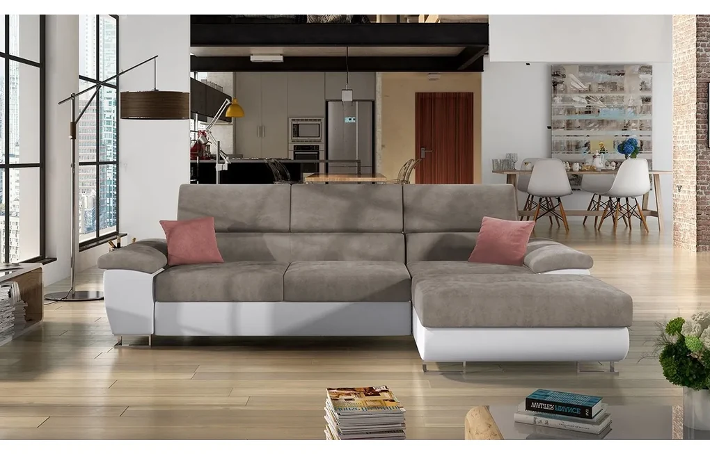 Rohová sedacia súprava Alvin Mini, Dostupné poťahy: ekokoža Soft 017 + Lux 06 + ekokoža Soft 017, Strana: ľavá