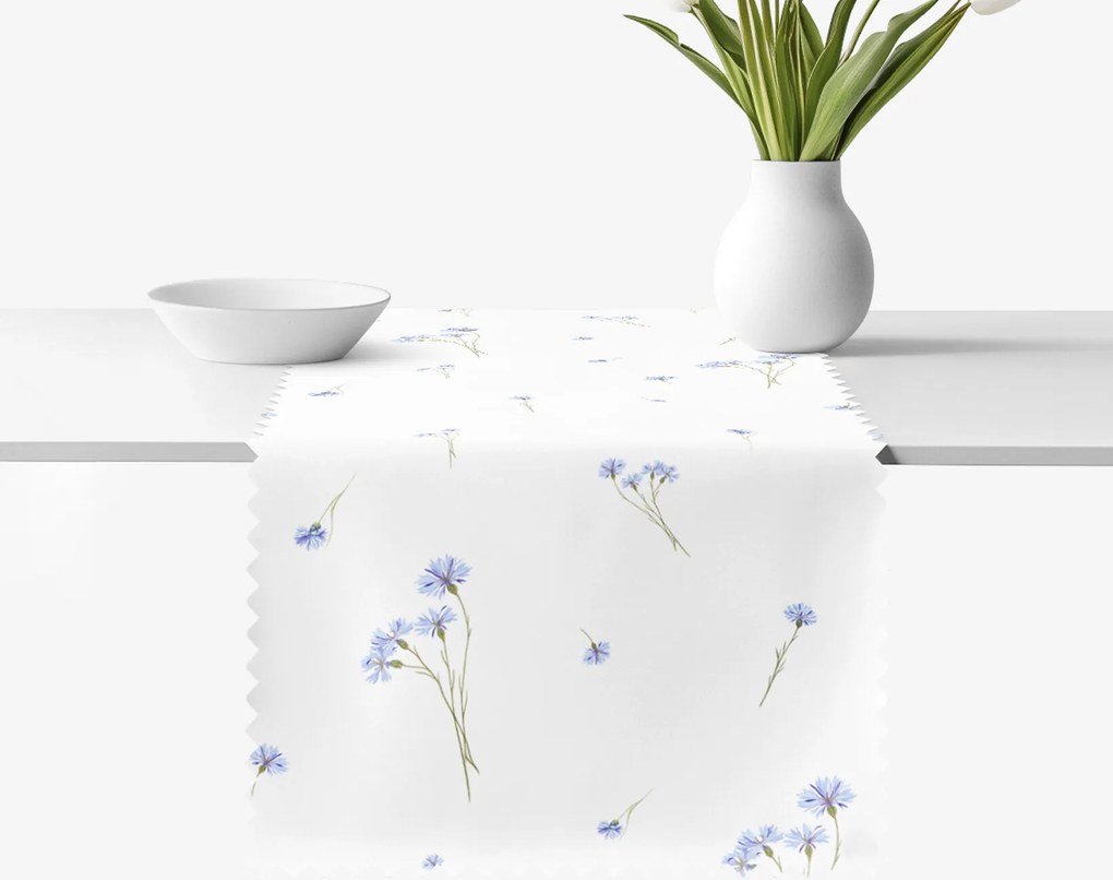 Goldea behúň na stôl teflónový - modré nevädze 50x120 cm