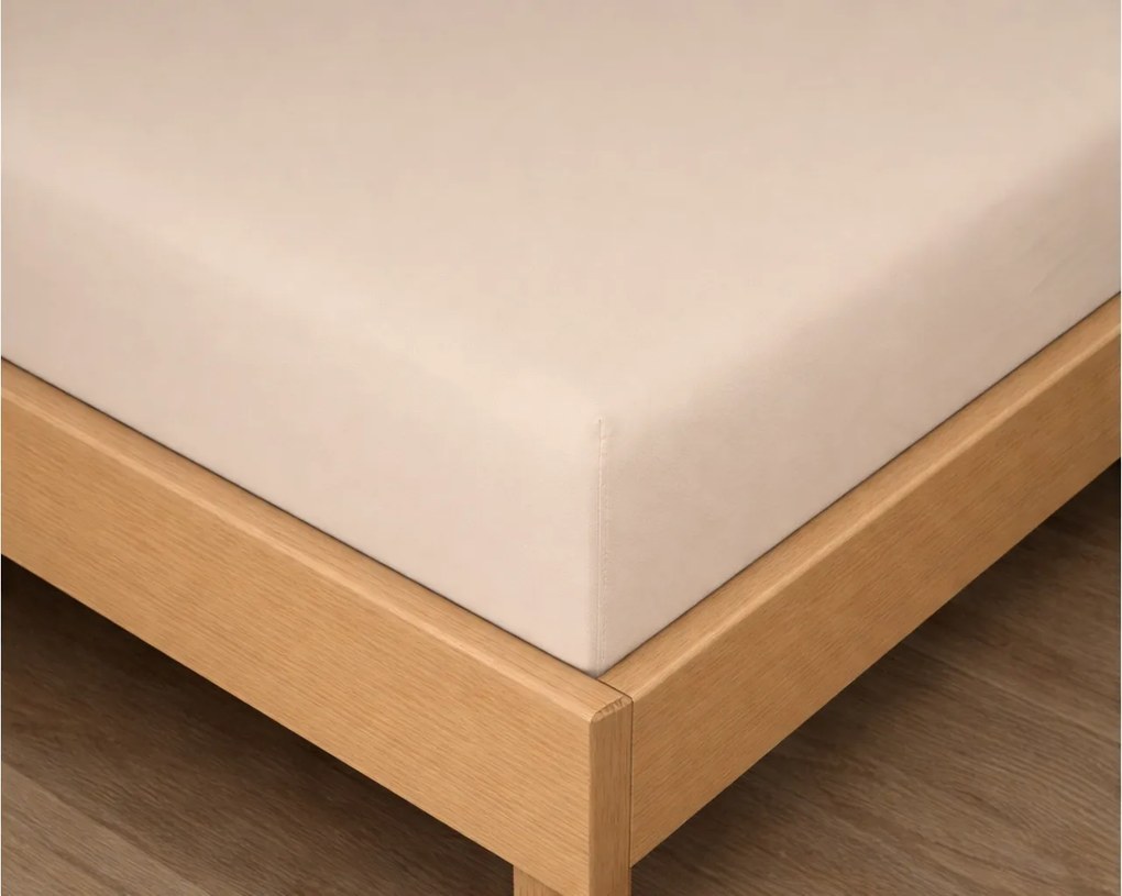 Kvalitex Luxusné bavlnené JERSEY prestieradlo s lycrou 220x200 cm - svetlo béžová