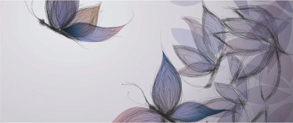 Obraz - Kreslené motýle (120x50 cm)