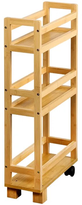 Kesper Mobilný regál, prídavný vozík s 3 policami, bambus NIKA