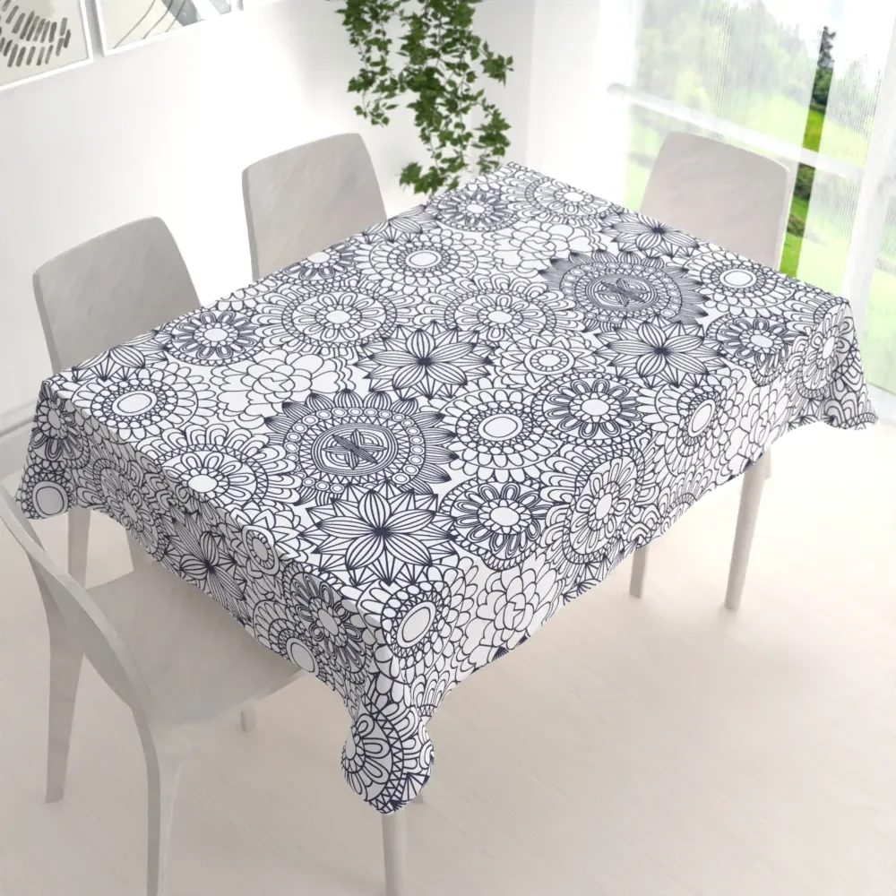 Biante Bavlnený obdĺžnikový obrus Sandra SA-274 Tmavo modré mandaly na bielom 120x160 cm