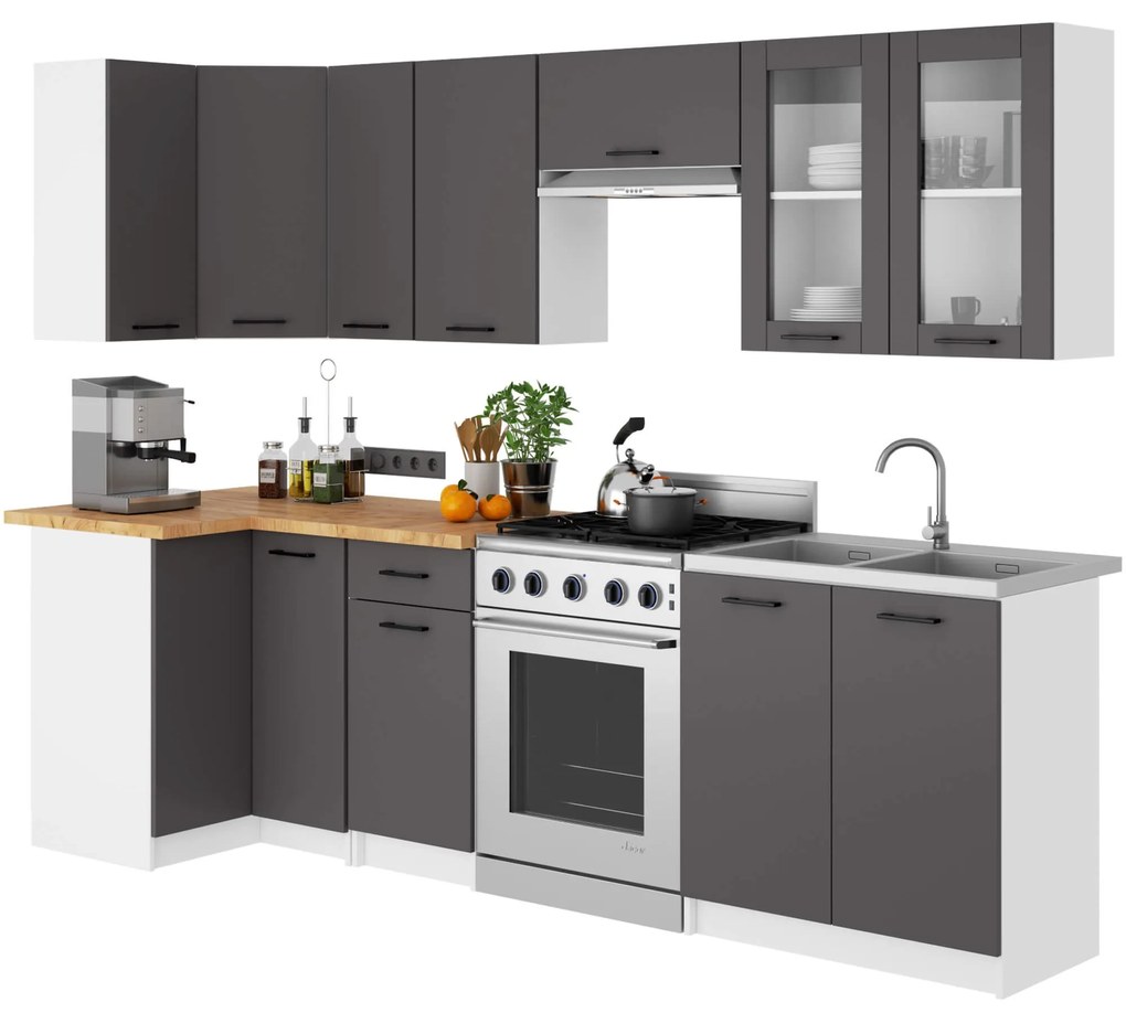 Závesná kuchynská skrinka OLIVIE W 80x72 cm matná biela/matná grafitovo šedá