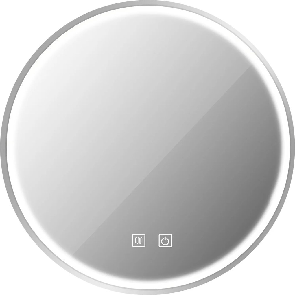 Okrúhle dotykové zrkadlo s LED osvetlením MMJ 70 cm strieborné