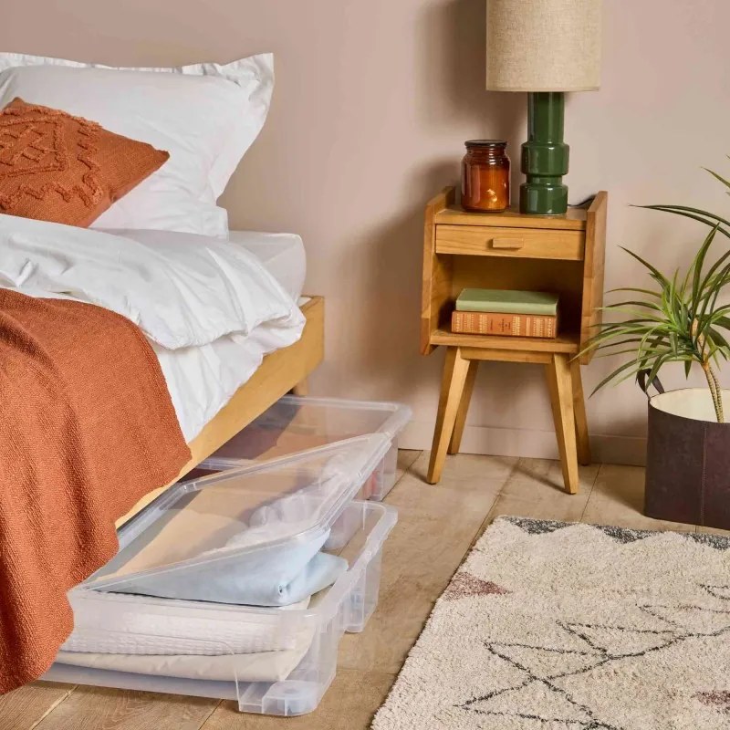 SUNDIS Sada 2 úložných boxov VIEW BOX 50 L – pod posteľ, s vekom a kolieskami