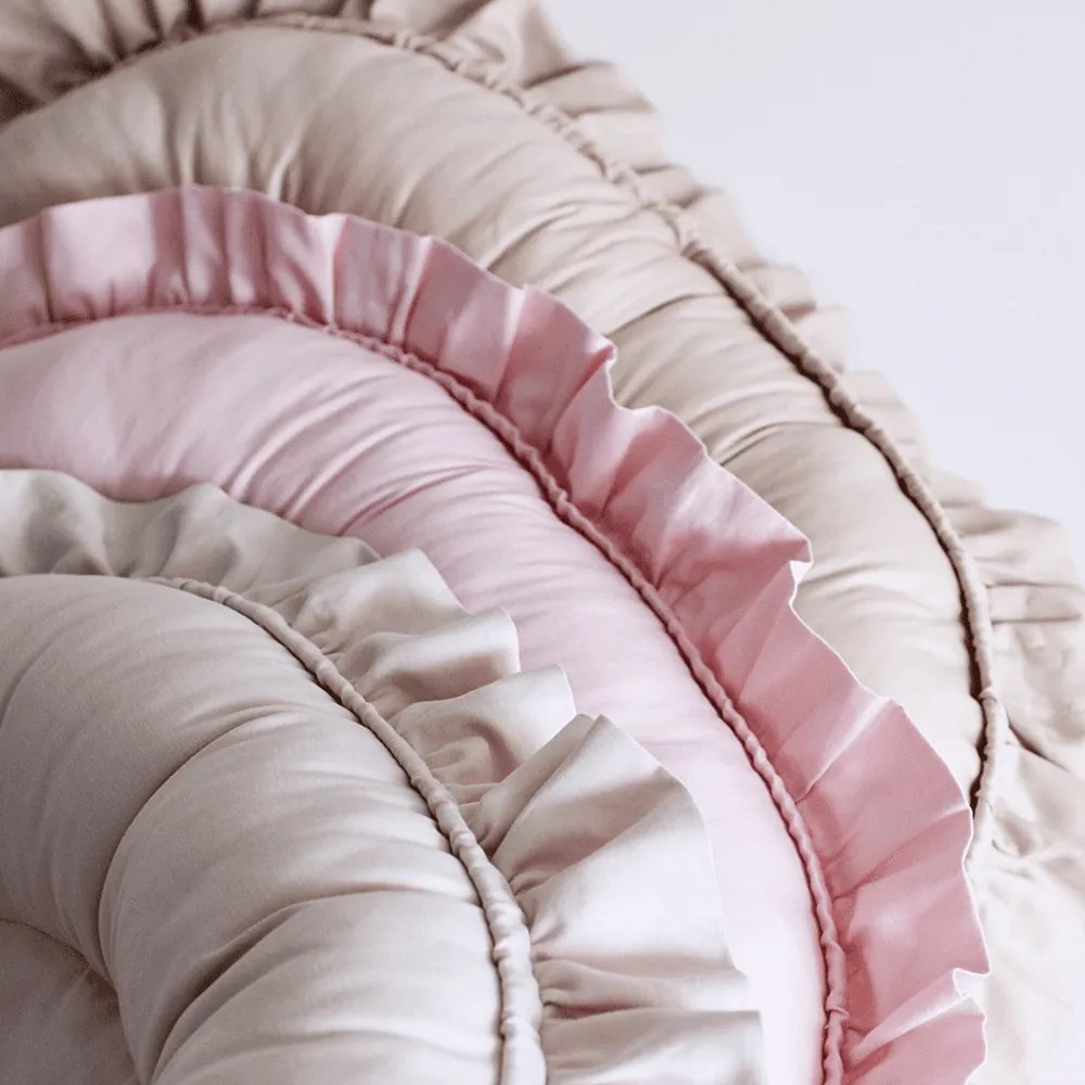 Saténovo bavlnené hniezdo pre bábätká púdrovo ružová