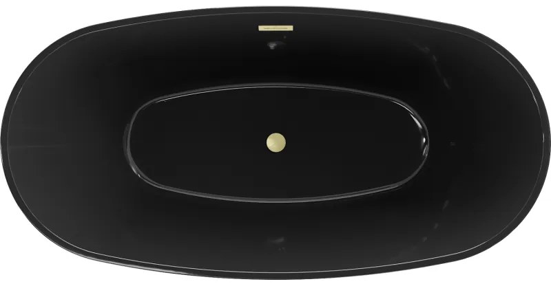 Mexen Eris, voľne stojaca vaňa 170 x 80 cm, čierna,  zlatý matný prepad, 53441708070-55