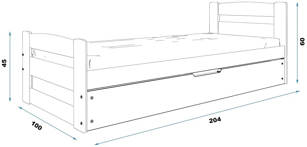 Posteľ ERNIE 90x200 cm, Prírodná