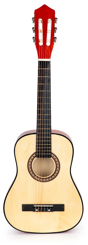 Veľká drevená detská gitara, 6 strún,