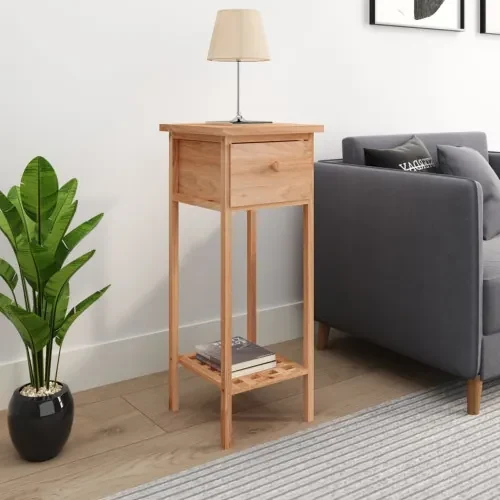 vidaXL Príručný stolík so zásuvkou 25x25x60cm masívne orechové drevo-