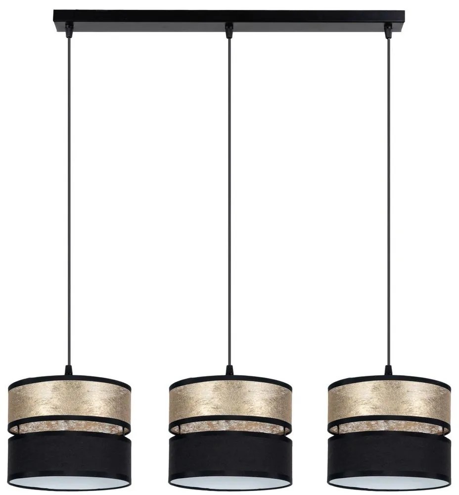 Luster na lanku LIMA 3xE27/60W/230V zlatá/čierna