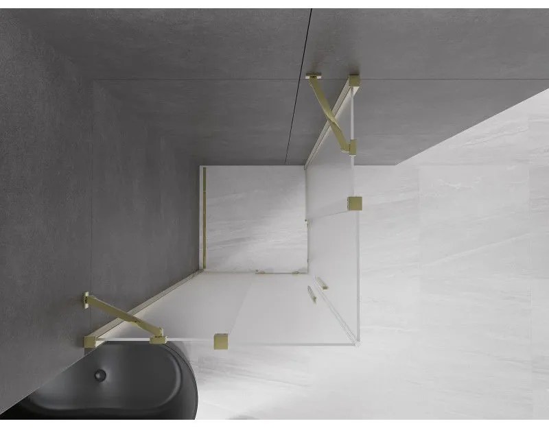 Mexen Velar Duo, sprchový kút s posuvnými dverami 80 x 80 cm, 8mm sklo námraza, zlatá lesklá, 871-080-080-32-50