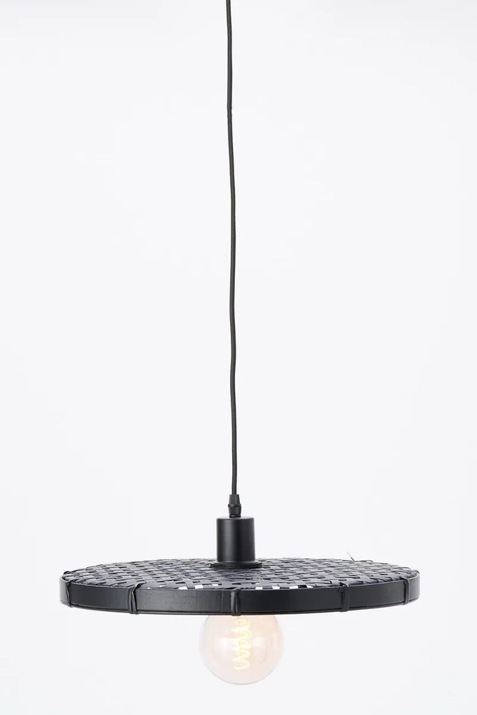Čierne ratanové svetlo Paloma s výpletom - Ø 40 * 3cm / E27