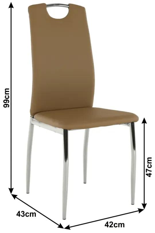 Jedálenská stolička, ekokoža béžová/chróm, ERVINA