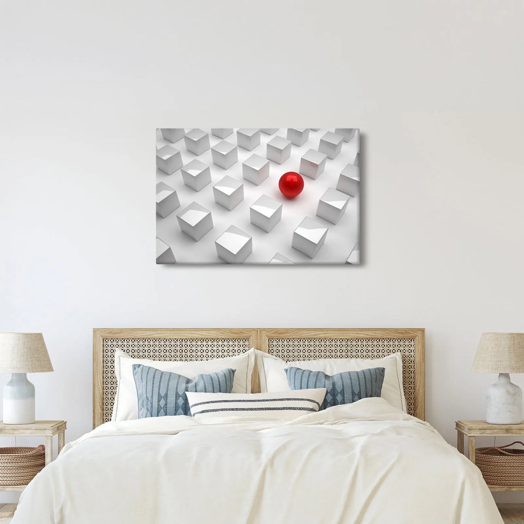 Obraz abstrakcie - kocky s guľou (90x60 cm)