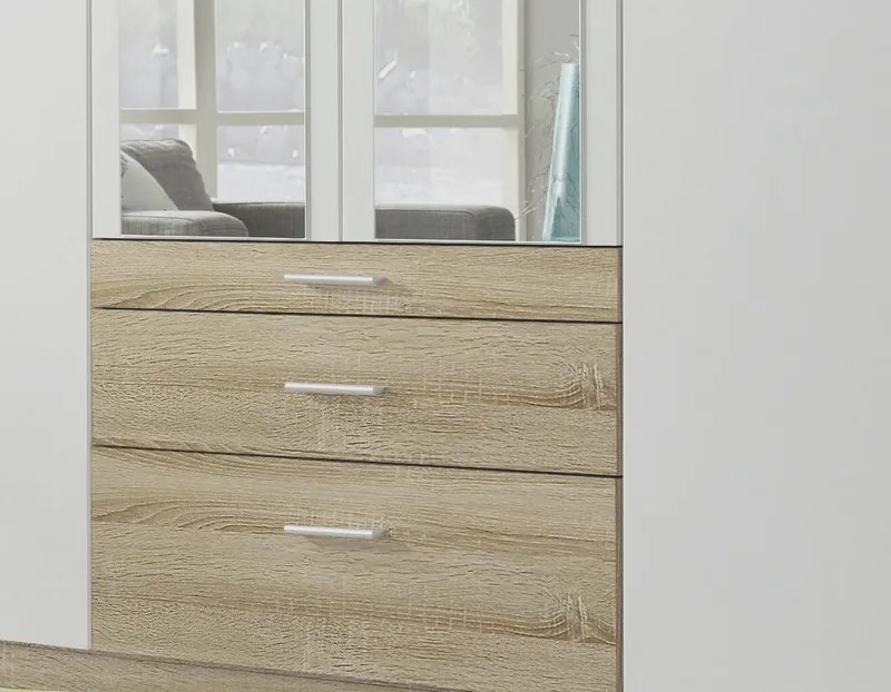 Šatníková skriňa Hildesheim, 271 cm, dub sonoma/biela