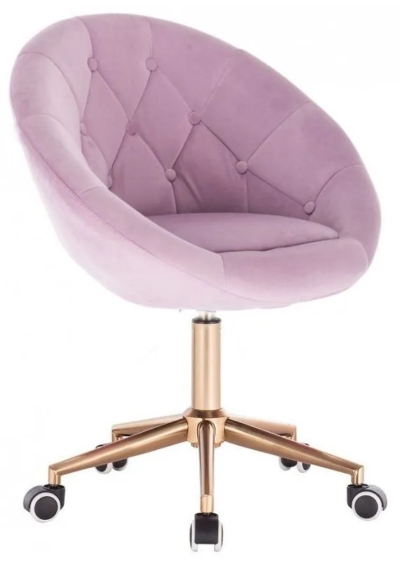 LuxuryForm DESIGN Kreslo VERA VELUR na zlatej podstave s kolieskami - levanduľa