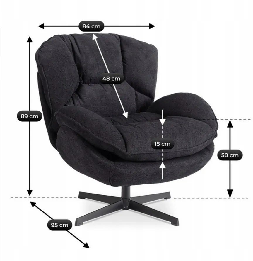 Relaxačné otočné kreslo DALILA čierne