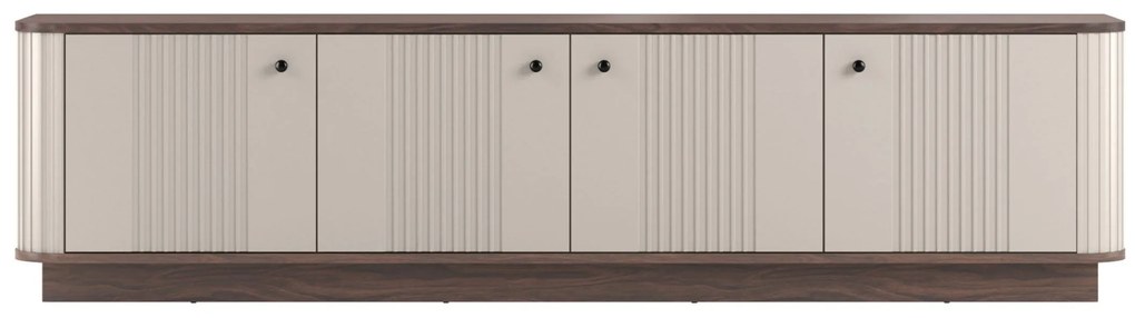 TV skrinka Vespera 4D 187 cm na sokli - kašmírová / orech / čierna