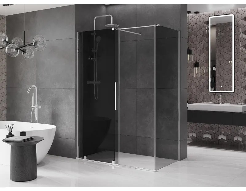 Mexen Velar, sprchový kút s posuvnými dverami 140 x 70 cm, 8mm šedé sklo, chrómová, 871-140-070-41-01