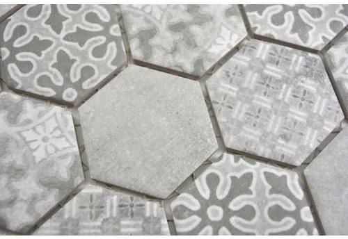 Keramická mozaika HX Curio G šesťuholník curio 32,5x28,1 cm sivá
