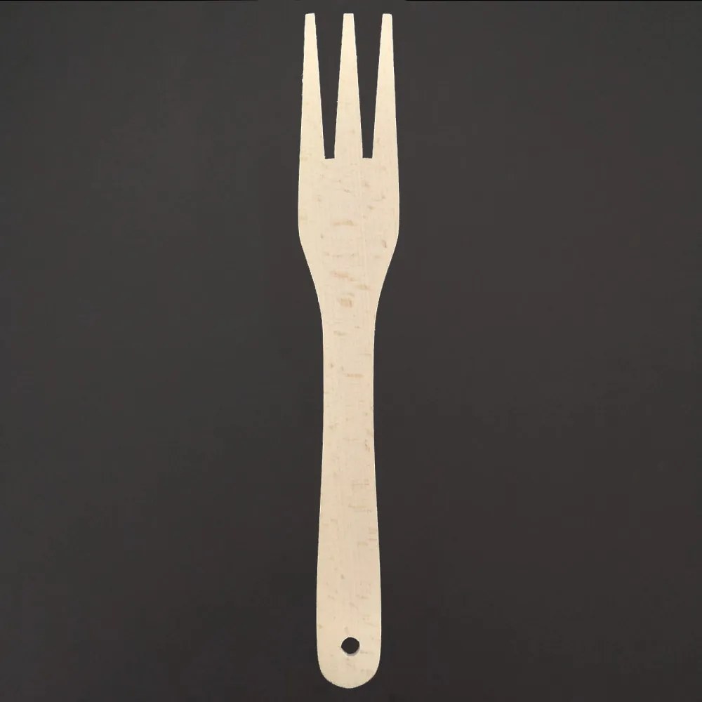 AMADEA Drevená vidlička trojhrotá, masívne drevo, dĺžka 28 cm