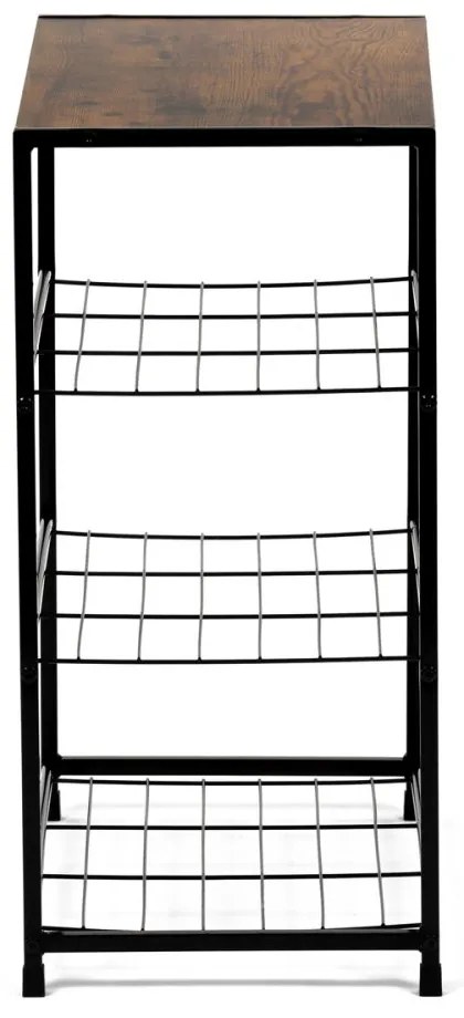 Botník, 3 police, MDF, dekor staré drevo sonoma, čierny kov GD-414 OLW