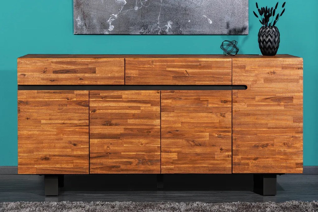 Komoda Genesis 170 cm – masívne akáciové drevo, hnedý odtieň