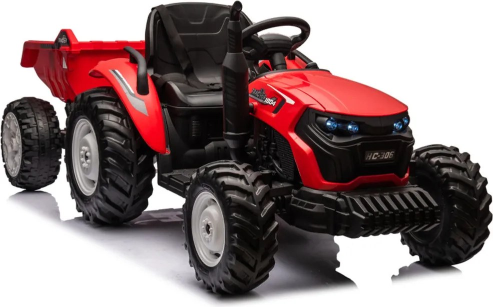 LEAN CARS Elektrický traktor na batérie HC-306 s prívesom 24V červený