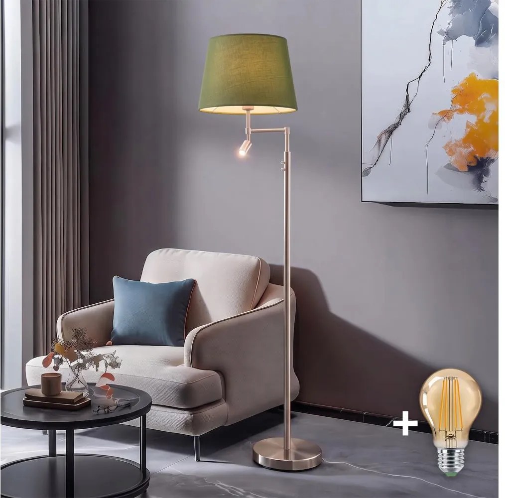 BRILAGI - LED stojacia lampa CERIA 1xE27/60W/230V + LED/2,1W matný chróm/zelená