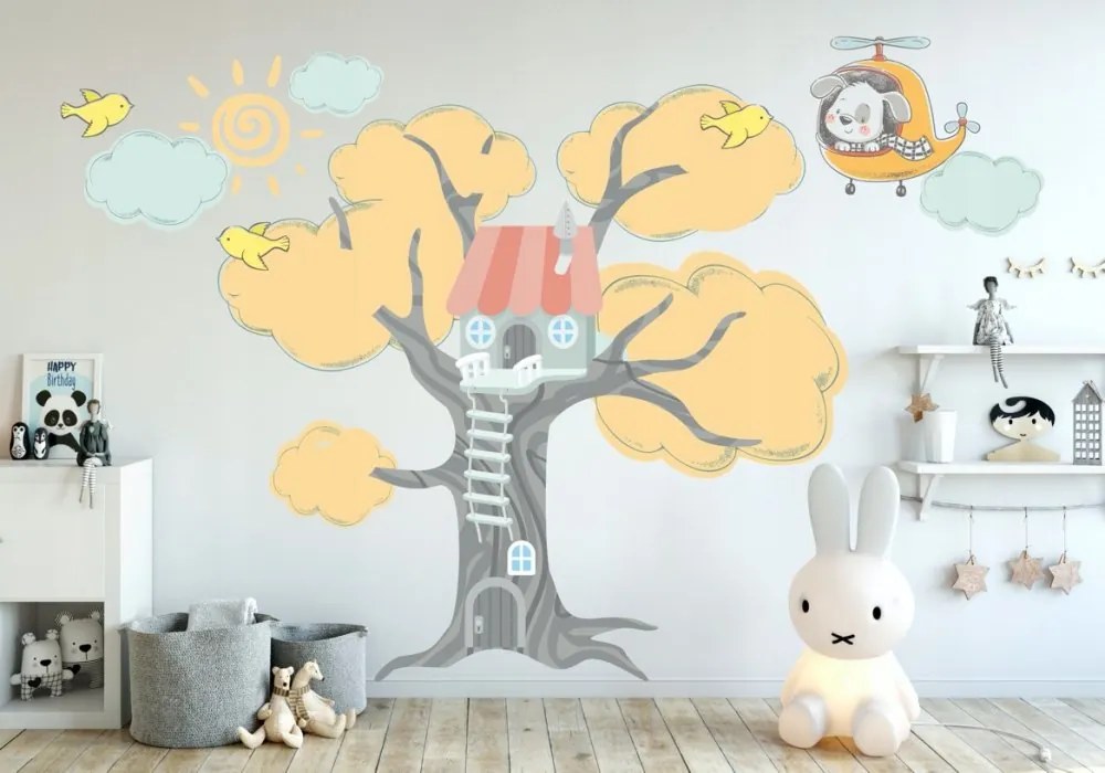 Úžasná detská nálepka na stenu domček v strome 100 x 200 cm