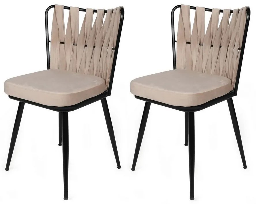 Súprava jedálenských stoličiek Kusakli Cream and Black, 2 ks, 2 ks