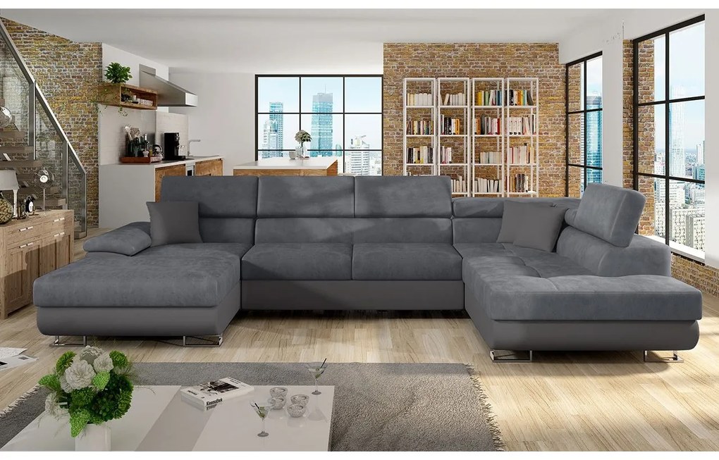 Rohová sedacia súprava Alvin Bis, Dostupné poťahy: ekokoža Soft 017 + Lux 06 + ekokoža Soft 017, Strana: Ľavá - U