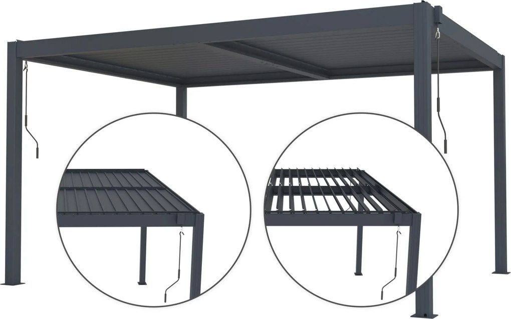 Bioklimatická pergola G21 Austin 4x3 m, antracitová hliníková