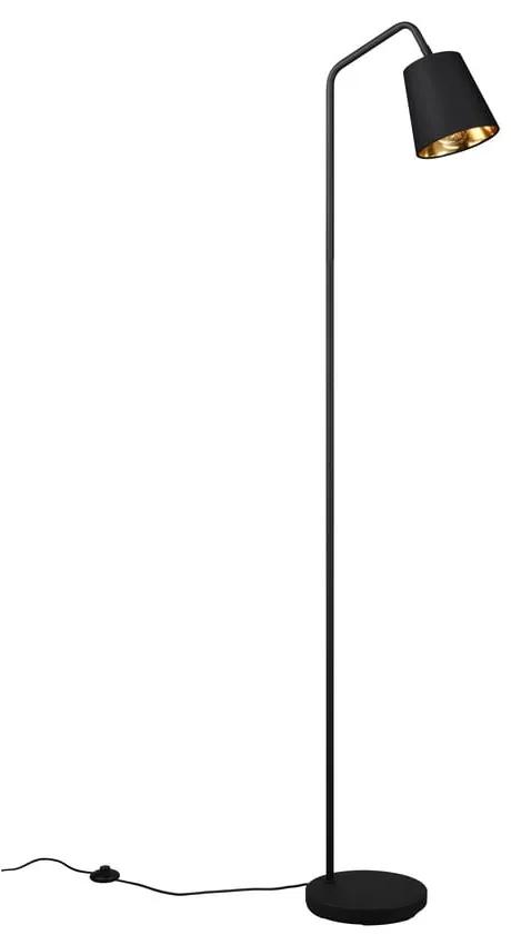 Čierna stojacia lampa s textilným tienidlom (výška 148 cm) Buddy – Trio