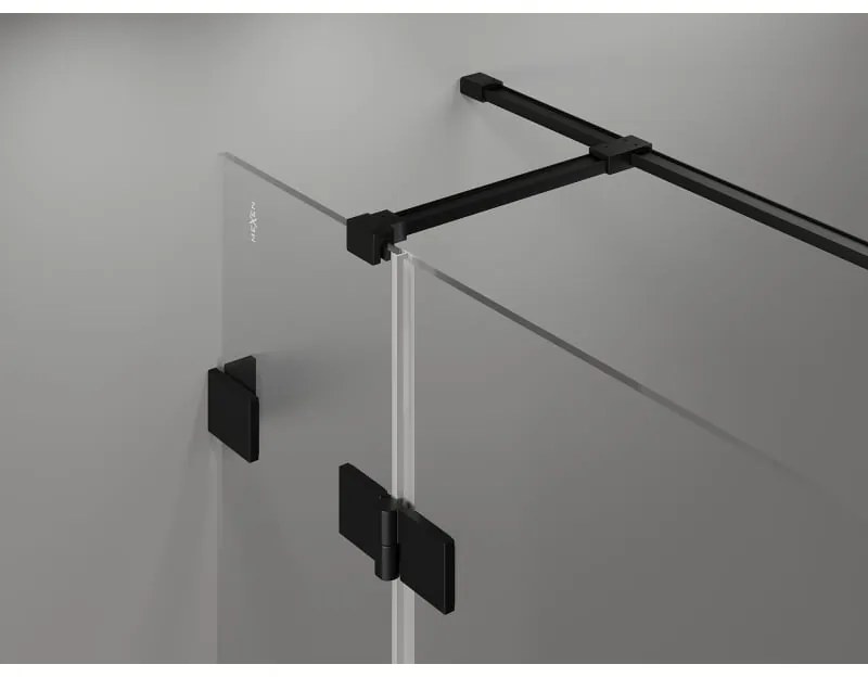 Mexen Lunar T, sklápací sprchový kút ľavý 140 x 90 cm, 8mm číre sklo, čierny profil, 834T-140-090-70-00-L