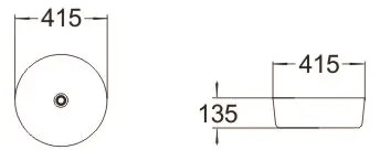 Mexen Lana, umývadlo na dosku 41 x 41 x 13,5 cm, biela, 22234100