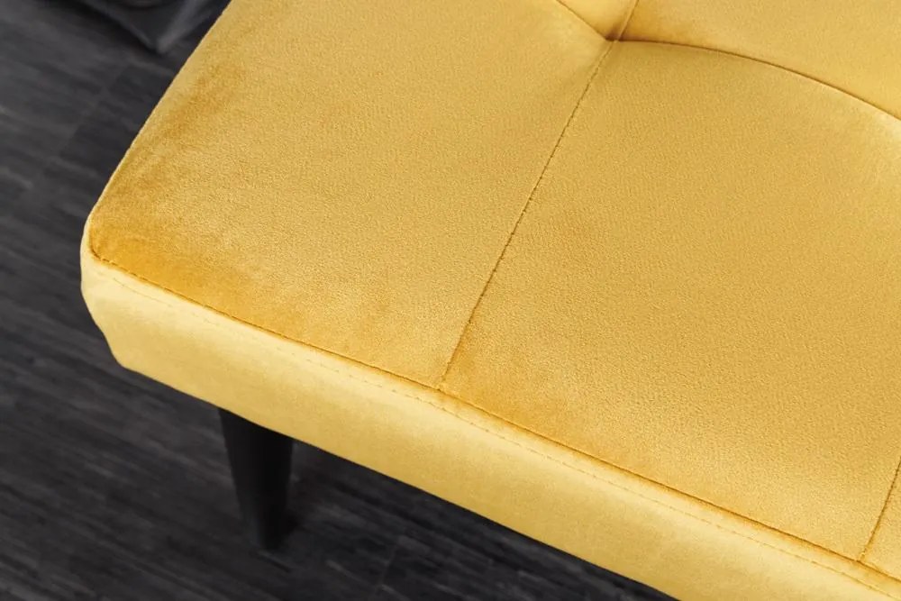Invicta Interior - Elegantná lavica BOUTIQUE 95 cm, horčicovo žltá, zamat