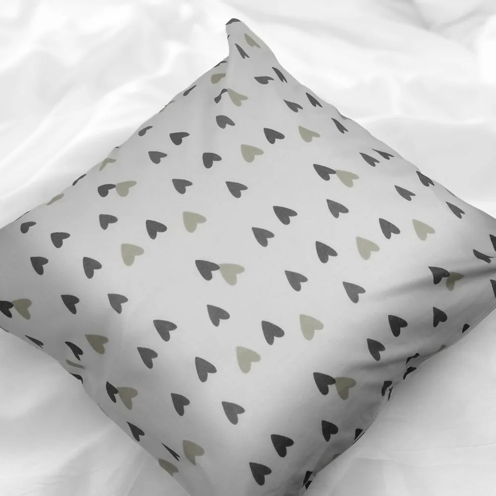 Polášek Bavlnená obliečka na vankúšik - Sivé srdiečka | 70 x 90 cm